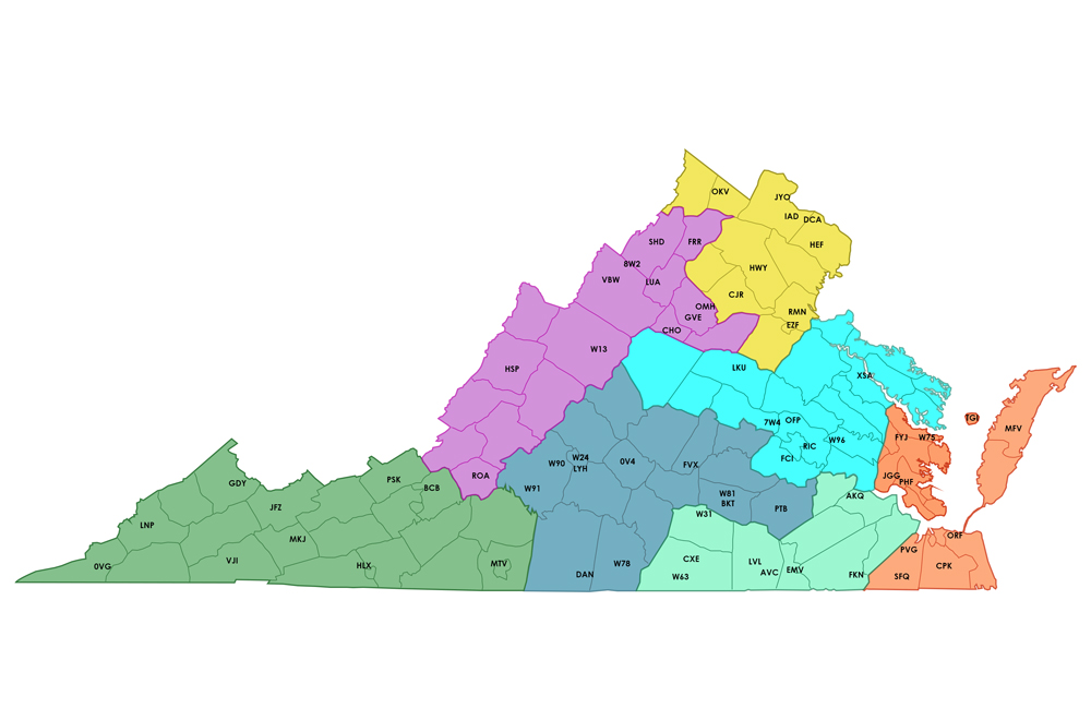 Gran vista del mapa de Virginia